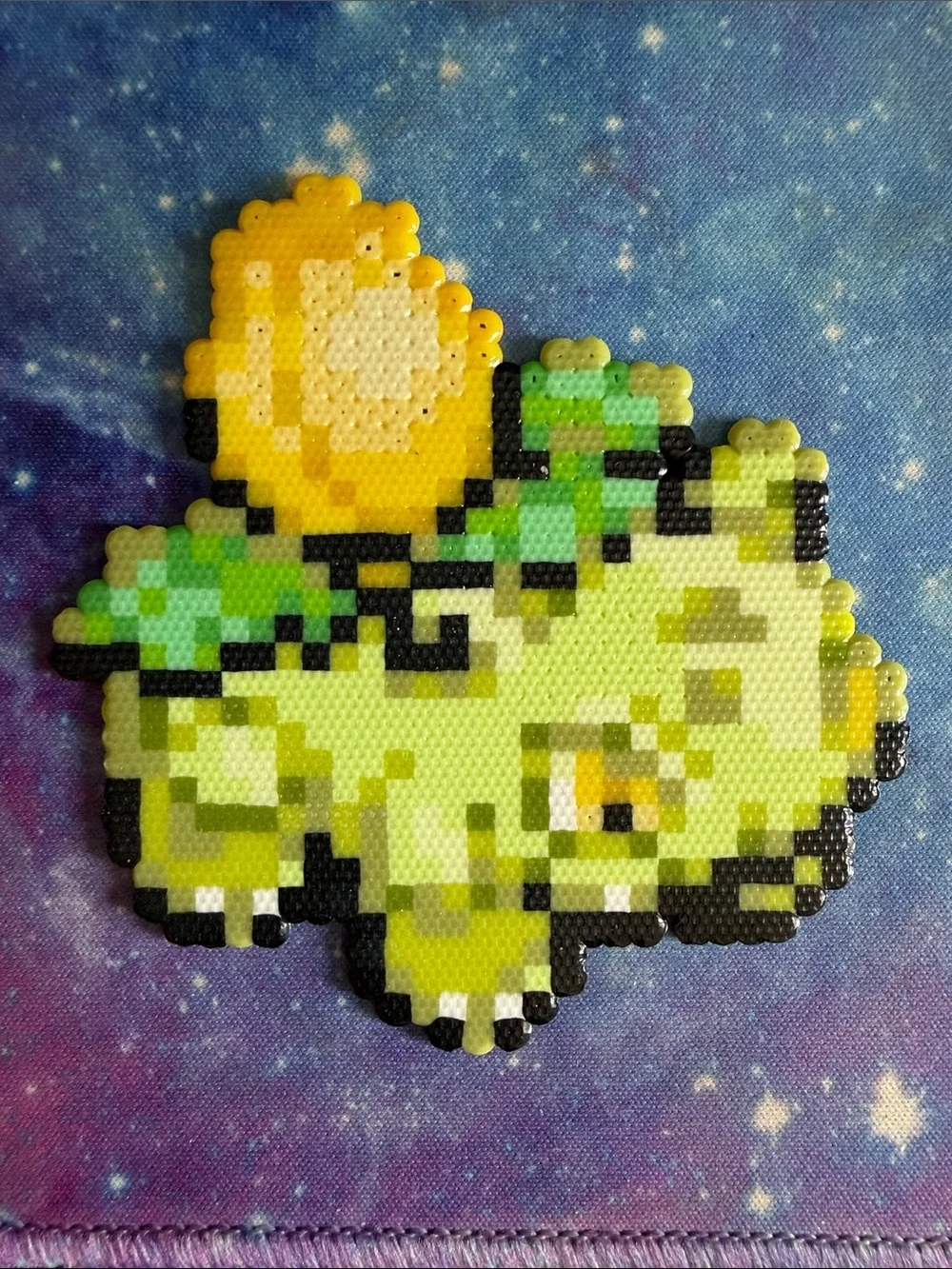Handmade Green and Yellow Pixel Art Shiny Ivysaur Magnet